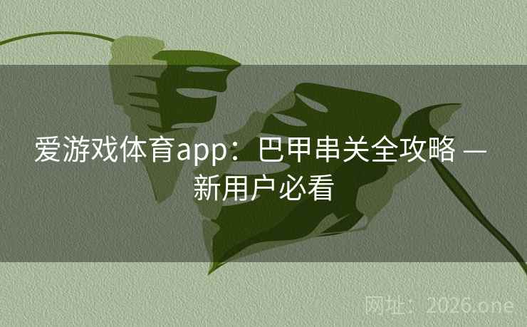 爱游戏体育app：巴甲串关全攻略 — 新用户必看  第1张